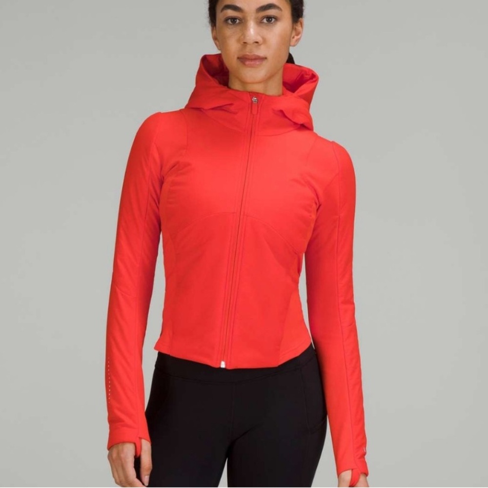 Lululemon Solar Orange Push Your Pace cropped jacket
